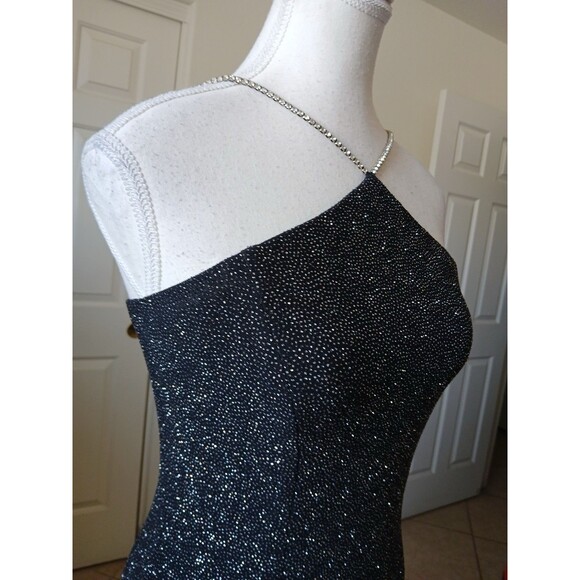 VTG 90s Dave & Johnny Maxi Dress Glitter   Rhinestone Straps 5/6 Formal Evening - Picture 11 of 16